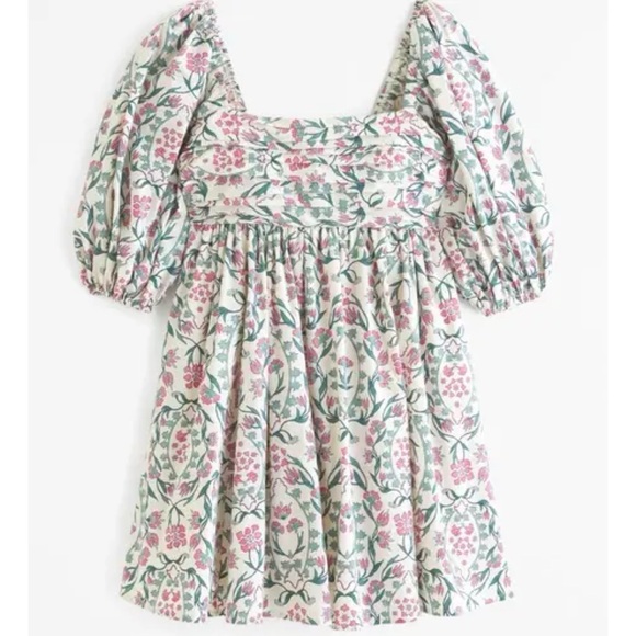 Abercrombie & Fitch Dresses & Skirts - Abercrombie & Fitch Emerson Poplin Puff Sleeve Square Neck Floral Mini Dress